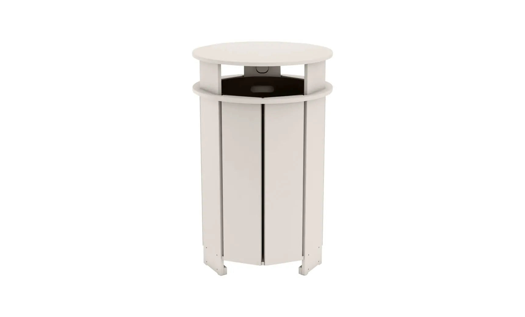 Mainstay black trash bin with a lid and four wheels.
