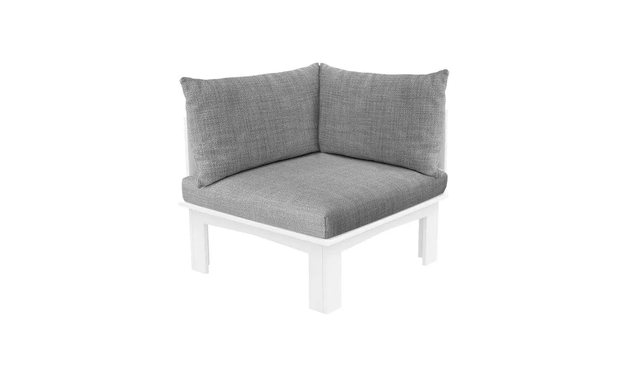 Mainstay sectional sofa in a left corner configuration with relaxed arm design and brown fabric