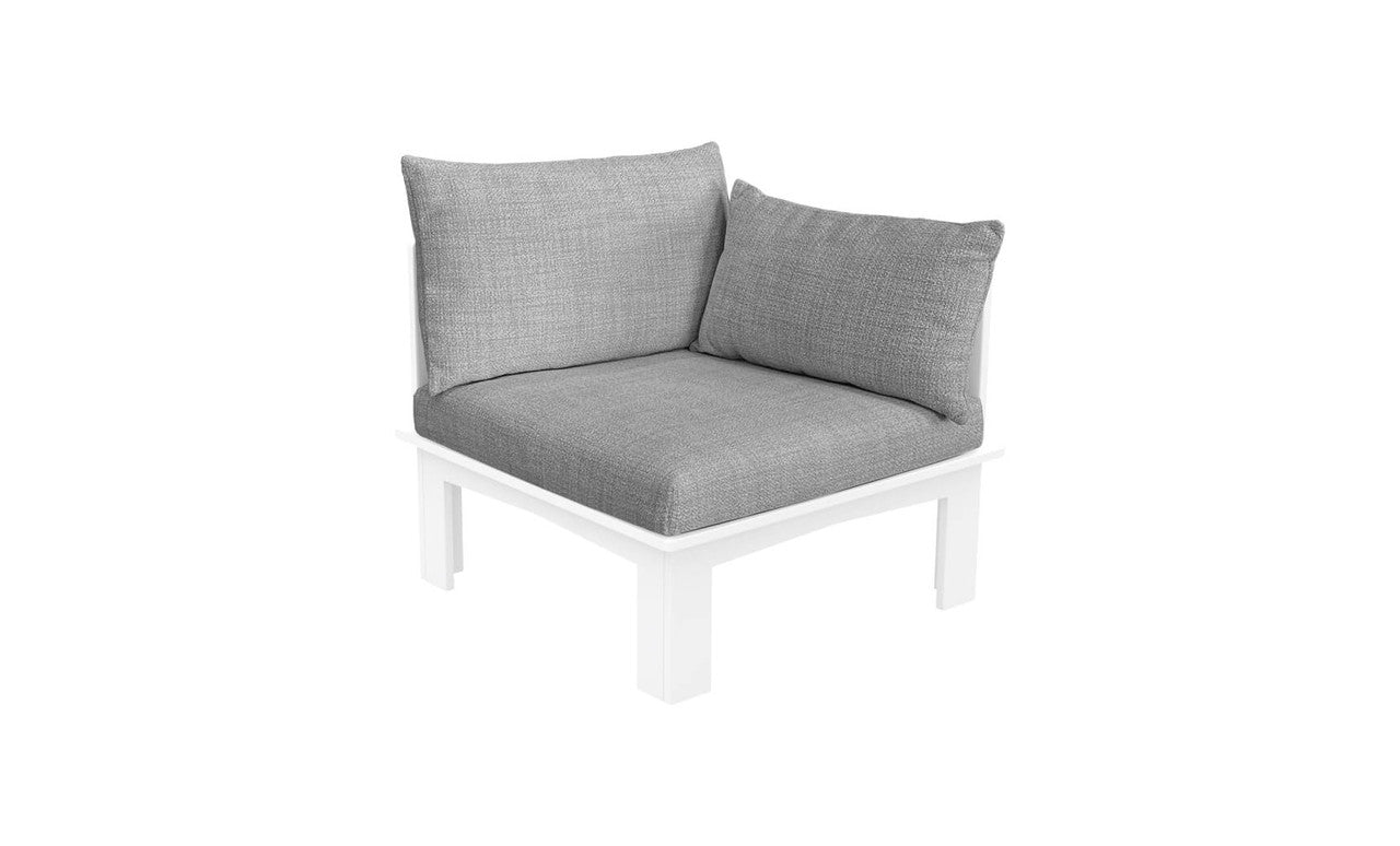 Mainstay sectional relaxed left armchair in soft gray fabric with wooden legs