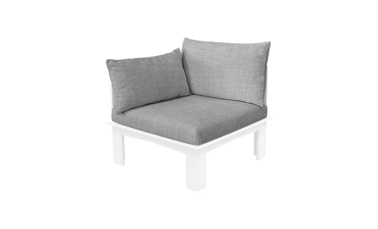 Mainstay sectional relaxed right armchair in soft fabric with curved back and cushioned seat.