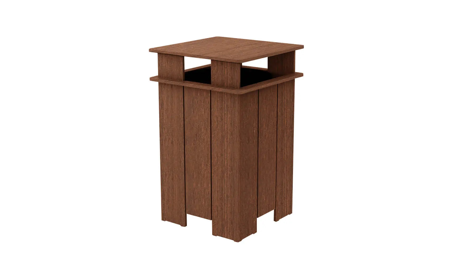 Mainstay gray trash bin with a lid and four wheels for easy mobility.