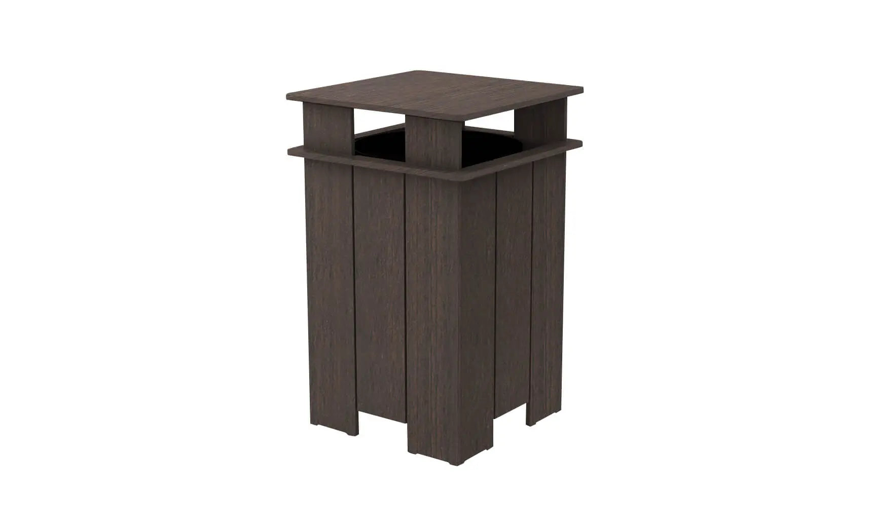 Mainstay outdoor trash bin in gray with lid closed and wheels.