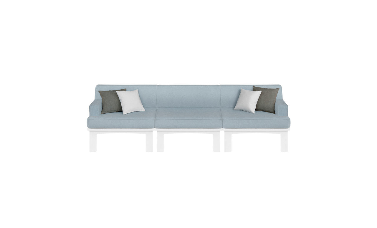 Mainstay sectional sofa in beige with three cushion pieces and curved armrests