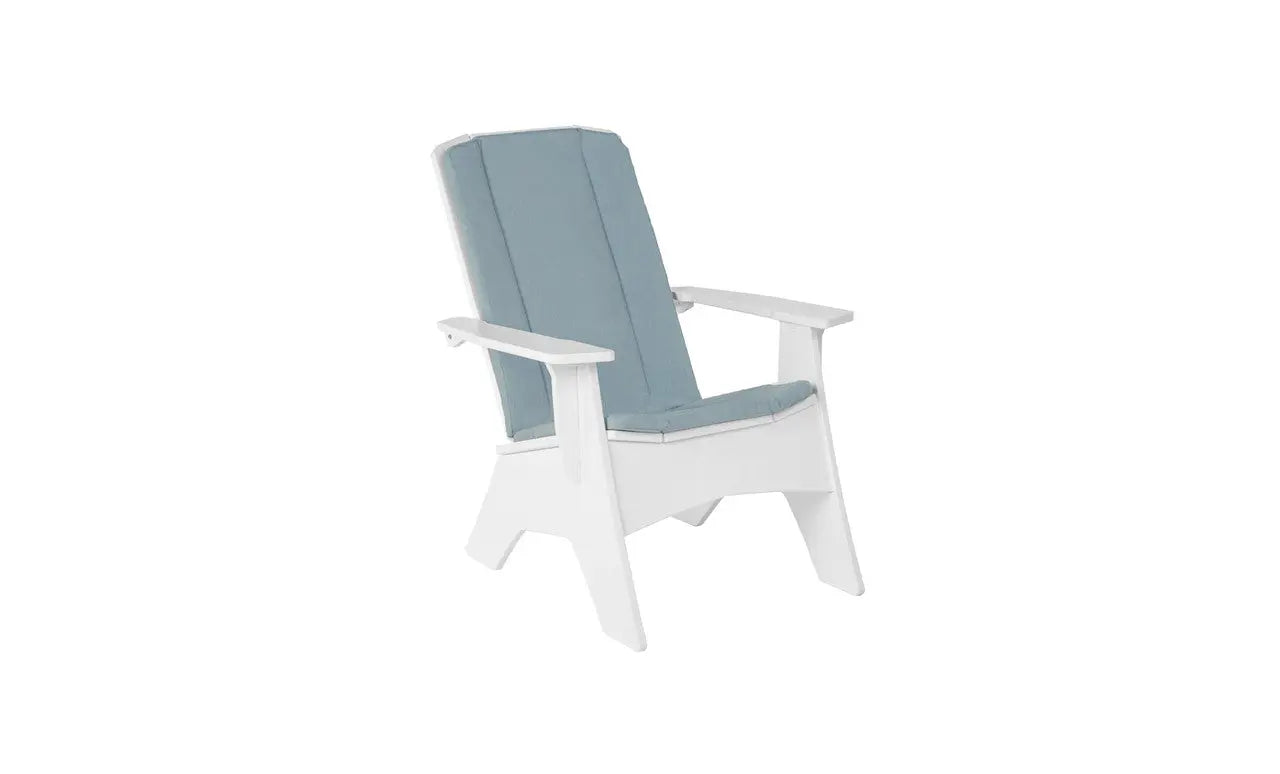 Mainstay Adirondack cushion in weathered navy fabric with foam padding and wooden accents