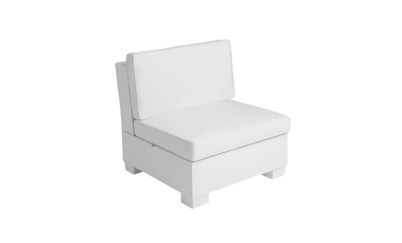 Signature Sectional Middle sofa in beige fabric with wooden legs and curved arms