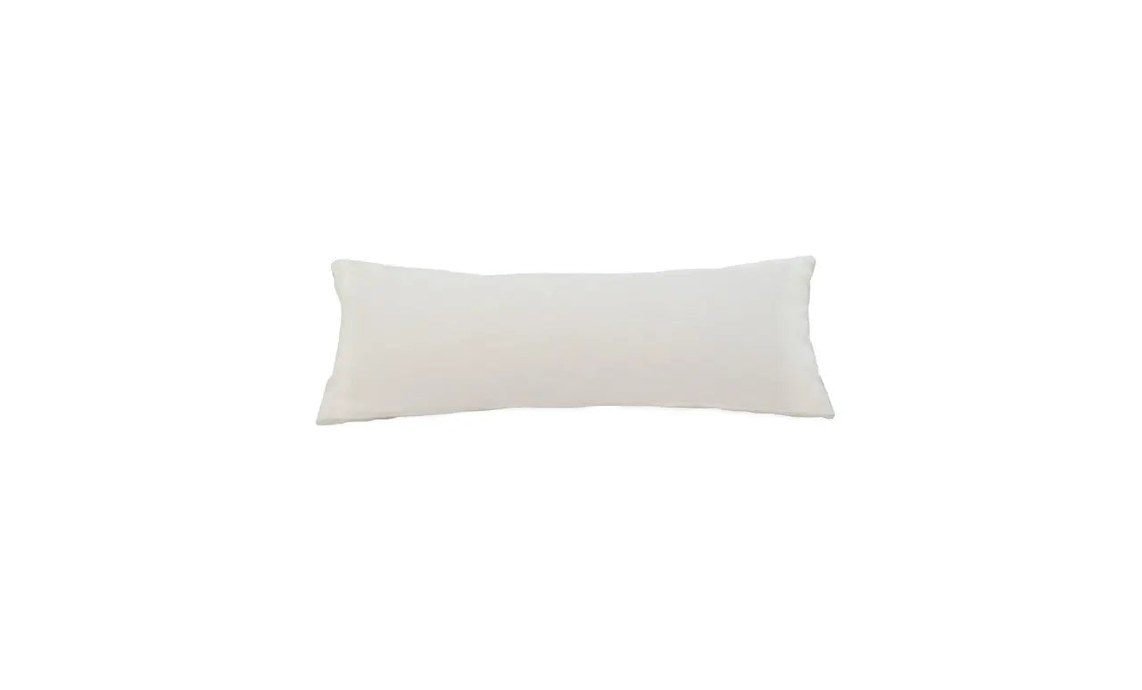 Rectangular bolster pillow in soft fabric with decorative piping along edges