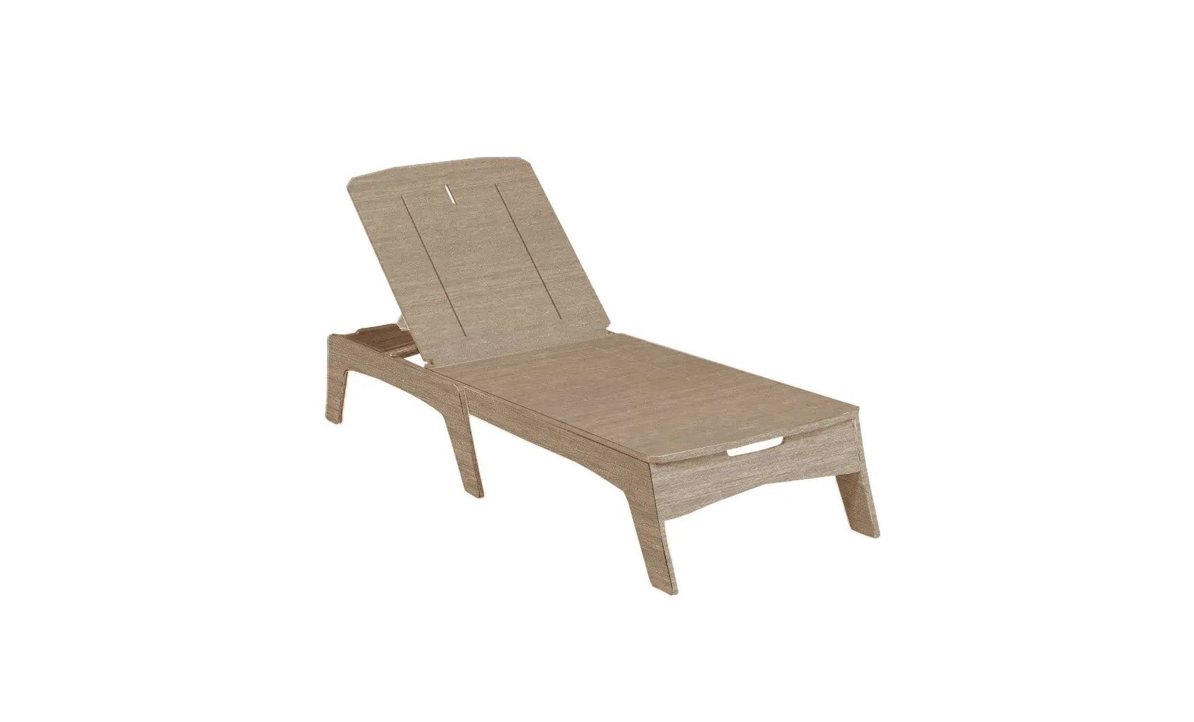 Mainstay chaise lounge in brown leather with armrests and footrest.
