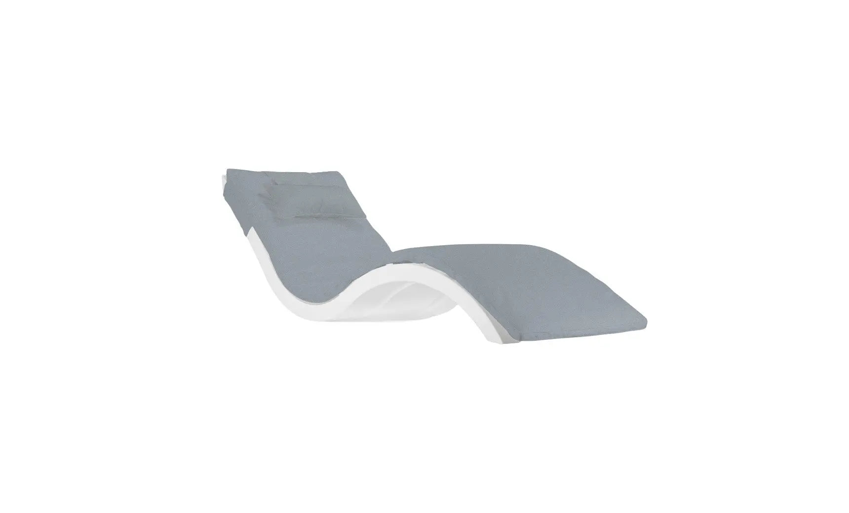 Signature chaise lounge cushion in soft blue fabric with a smooth surface and contoured design.