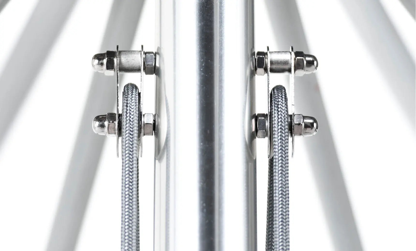 8.5-foot rectangle pulley essential fiberglass umbrella with wooden ribs and silver finish
