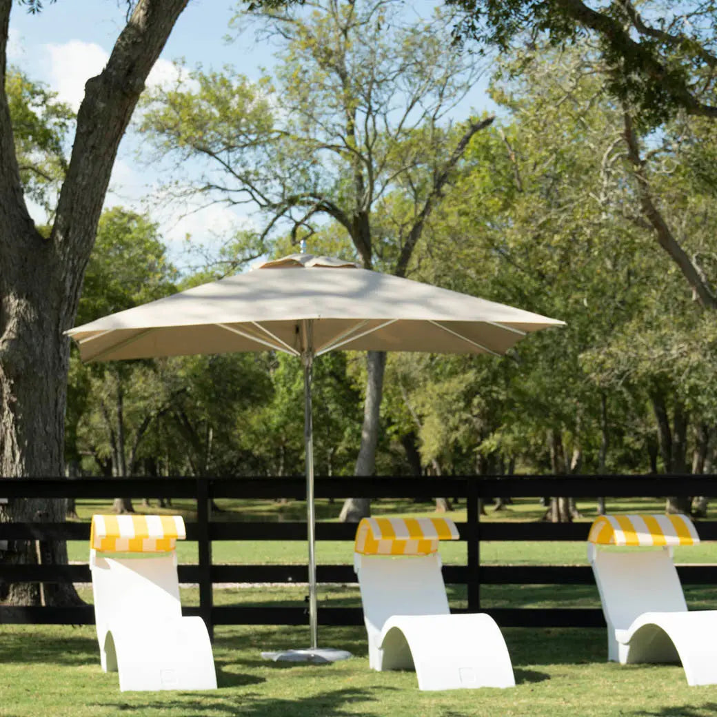 7.5-foot octagonal Premier Umbrella with a black canopy and wooden frame