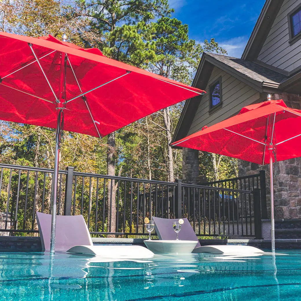 7.5-foot octagonal Premier Umbrella with a black canopy and wooden frame