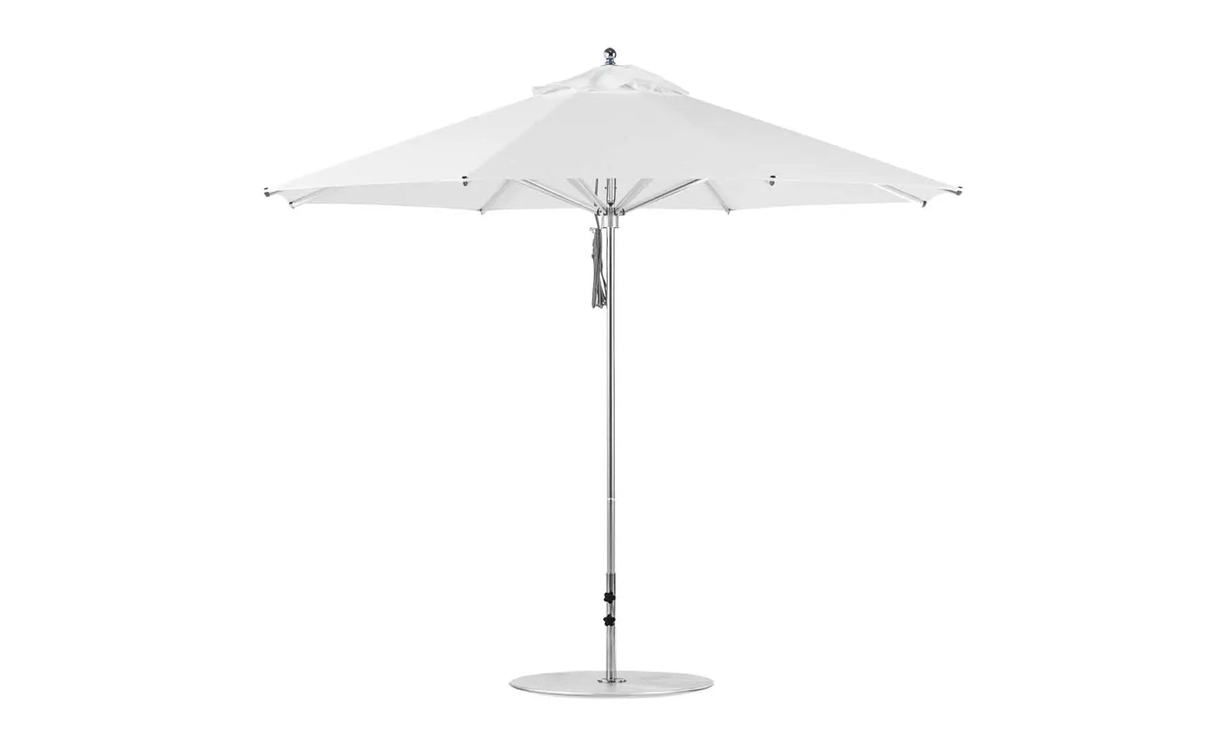 11-foot octagonal Premier Umbrella with a blue canopy and wooden frame.