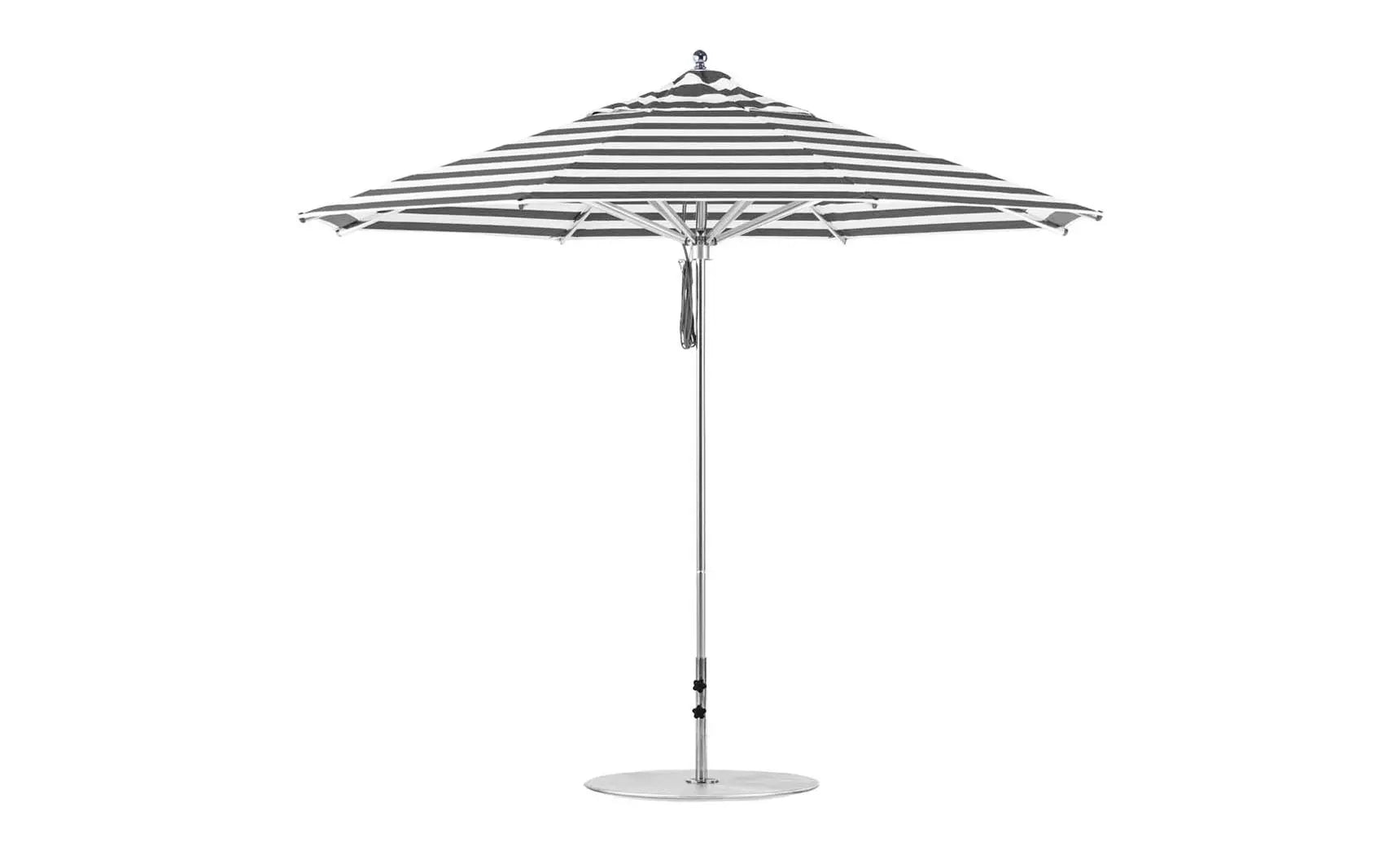 11-foot octagonal Premier Umbrella with a blue canopy and wooden frame.