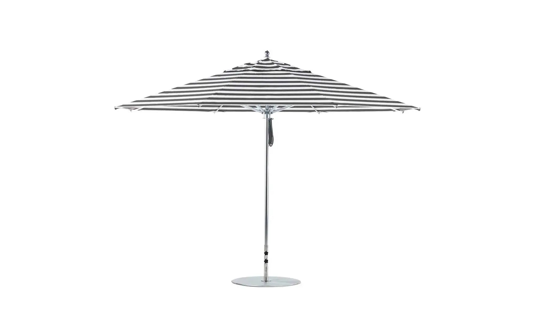 13-foot octagonal Premier Umbrella with a blue canopy and wooden frame.