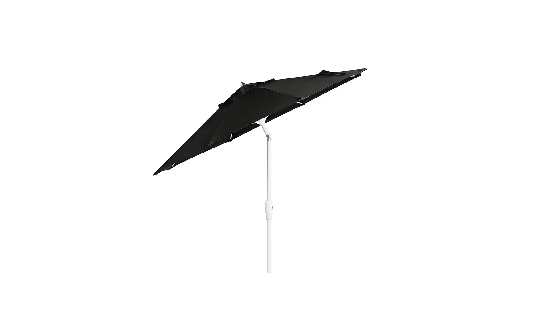 7.5-foot octagonal Signature 360° tilt umbrella in dark brown with wooden ribs and silver tips