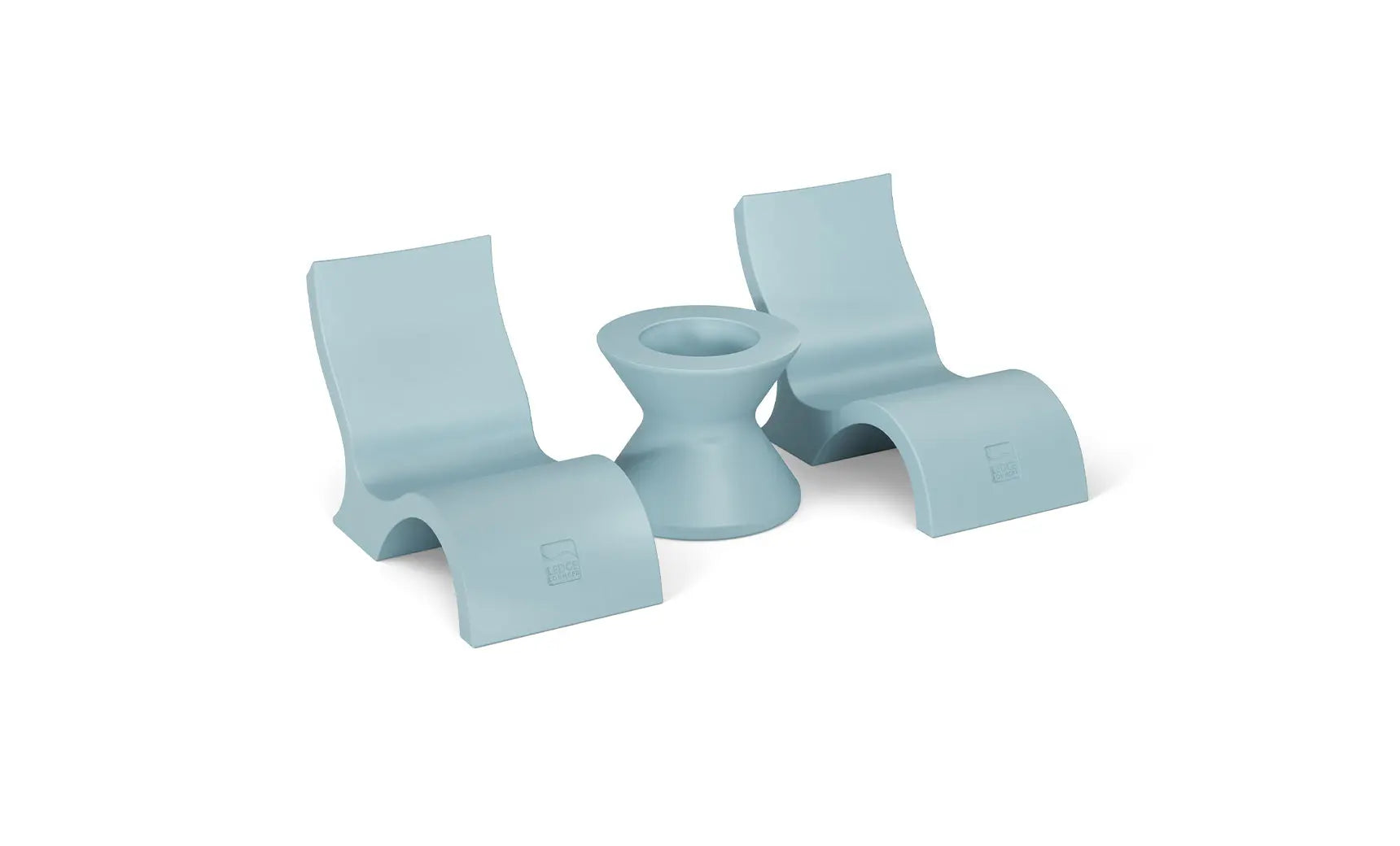 Signature lowback chair with a modern design and a matching side table for an in-pool set.