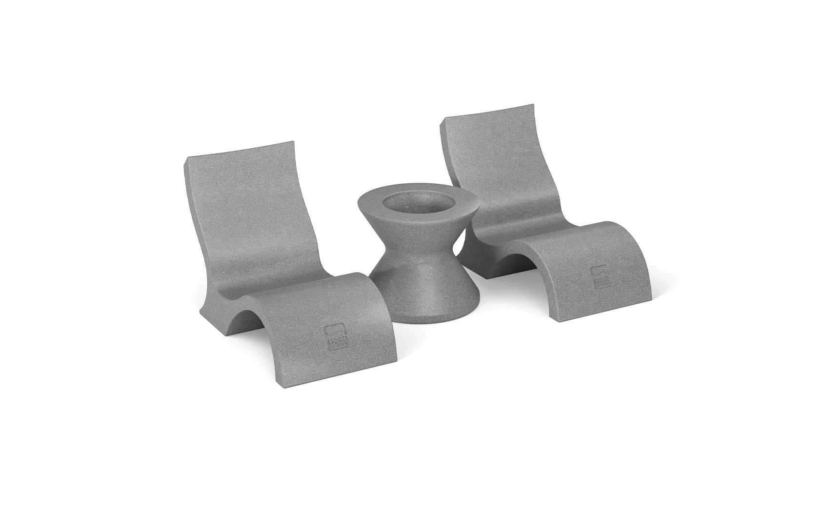 Signature lowback chair with a modern design and a matching side table for an in-pool set.