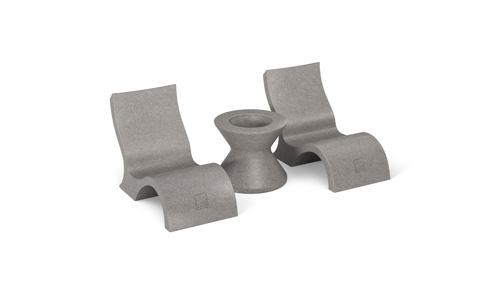 Signature lowback chair with a modern design and a matching side table for an in-pool set.