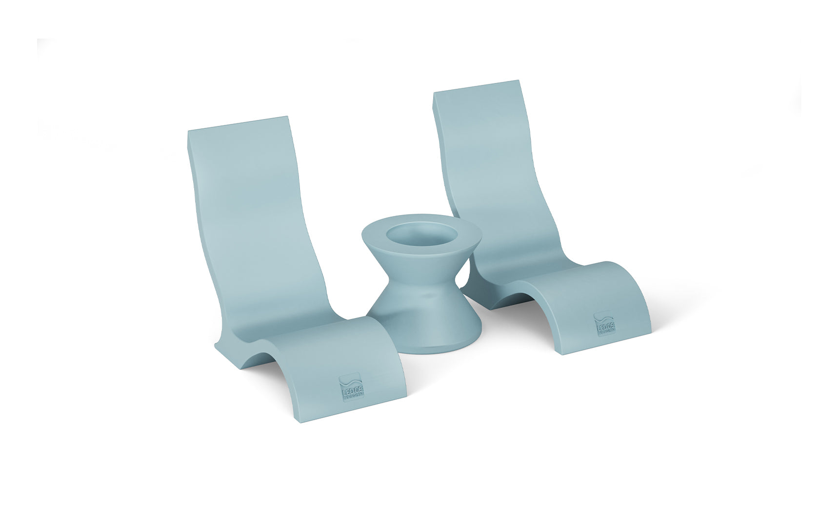 Signature chair with lounge cushion paired with a sleek side table for an in-pool set.