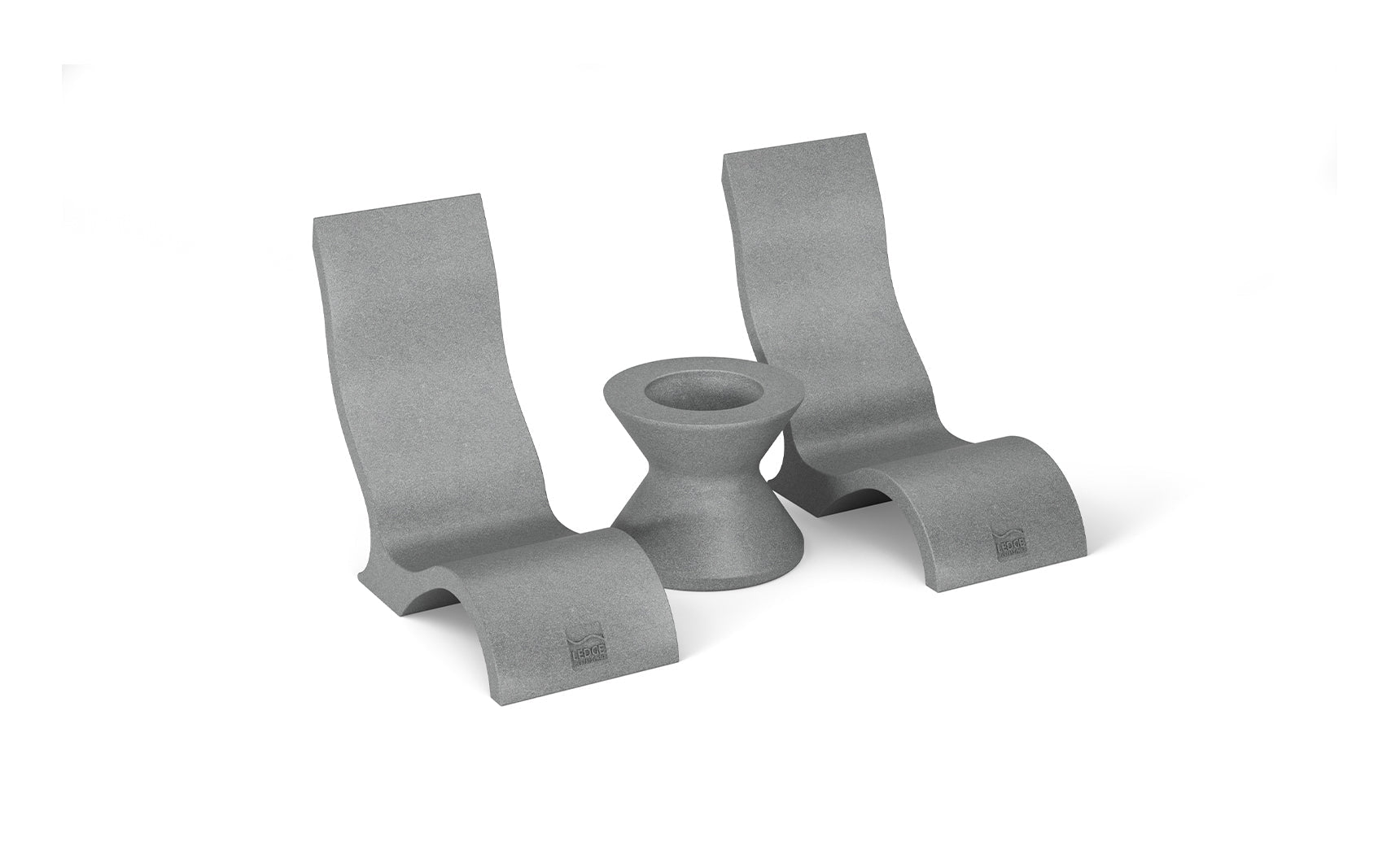 Signature in-pool chair paired with a sleek side table for lounging by the pool.