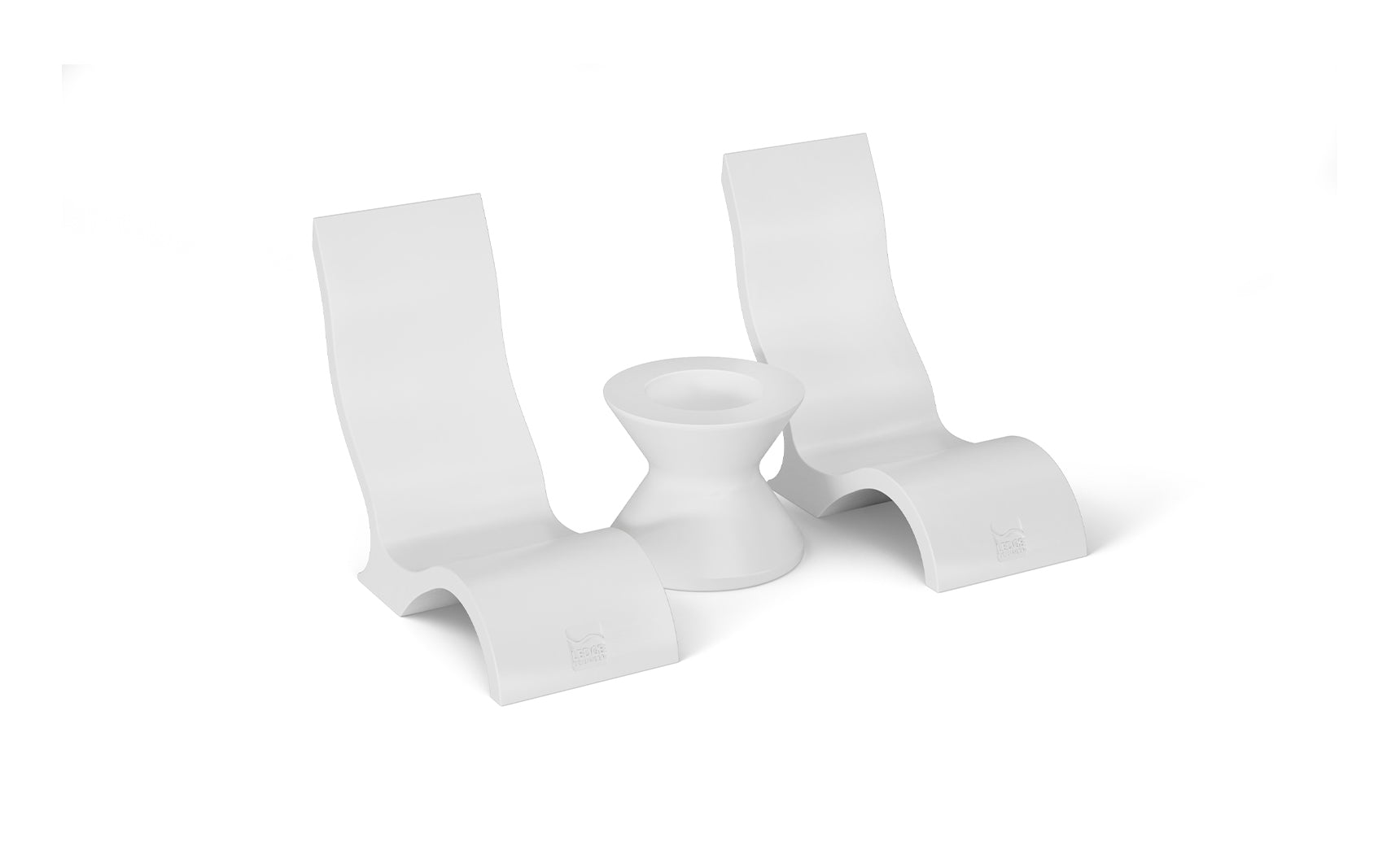 Signature chair with lounge cushion paired with a sleek side table for an in-pool set.