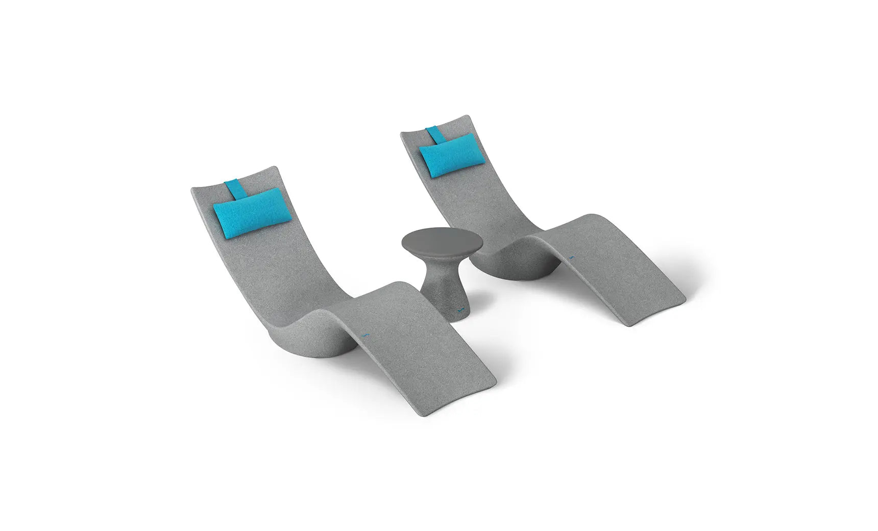 Autograph chaise lounge chair paired with a matching side table designed for poolside use.