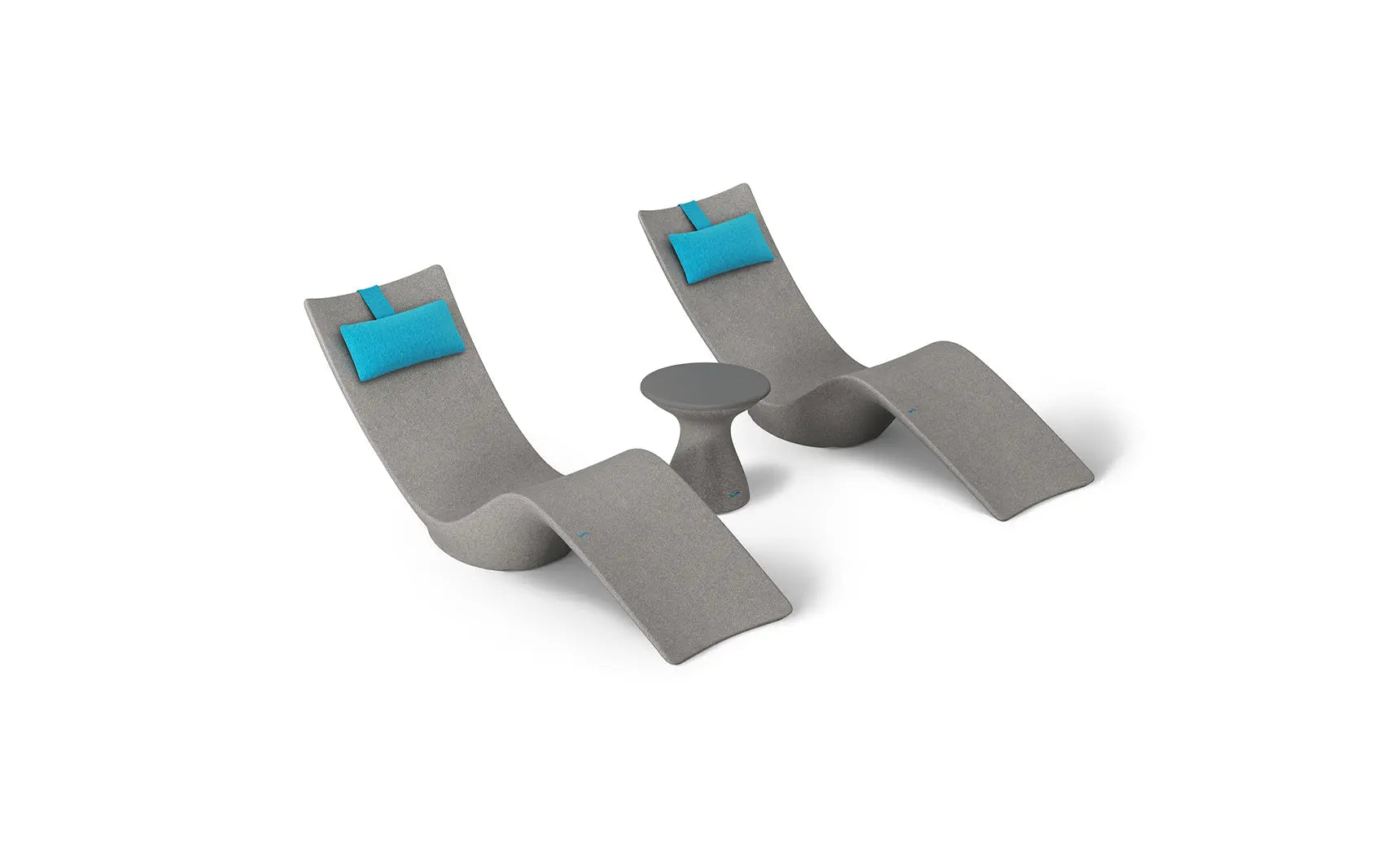 Autograph chaise lounge chair paired with a matching side table designed for poolside use.