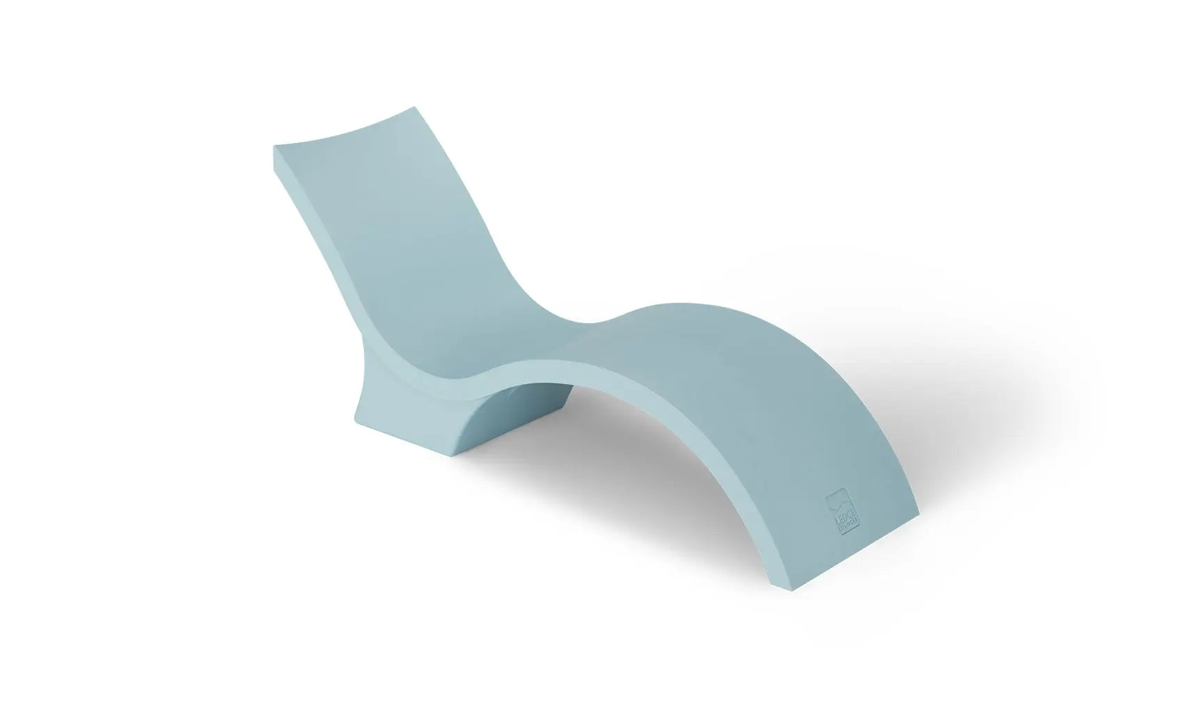 Signature Chaise deep reclining lounge chair in dark fabric with wooden frame and armrests.