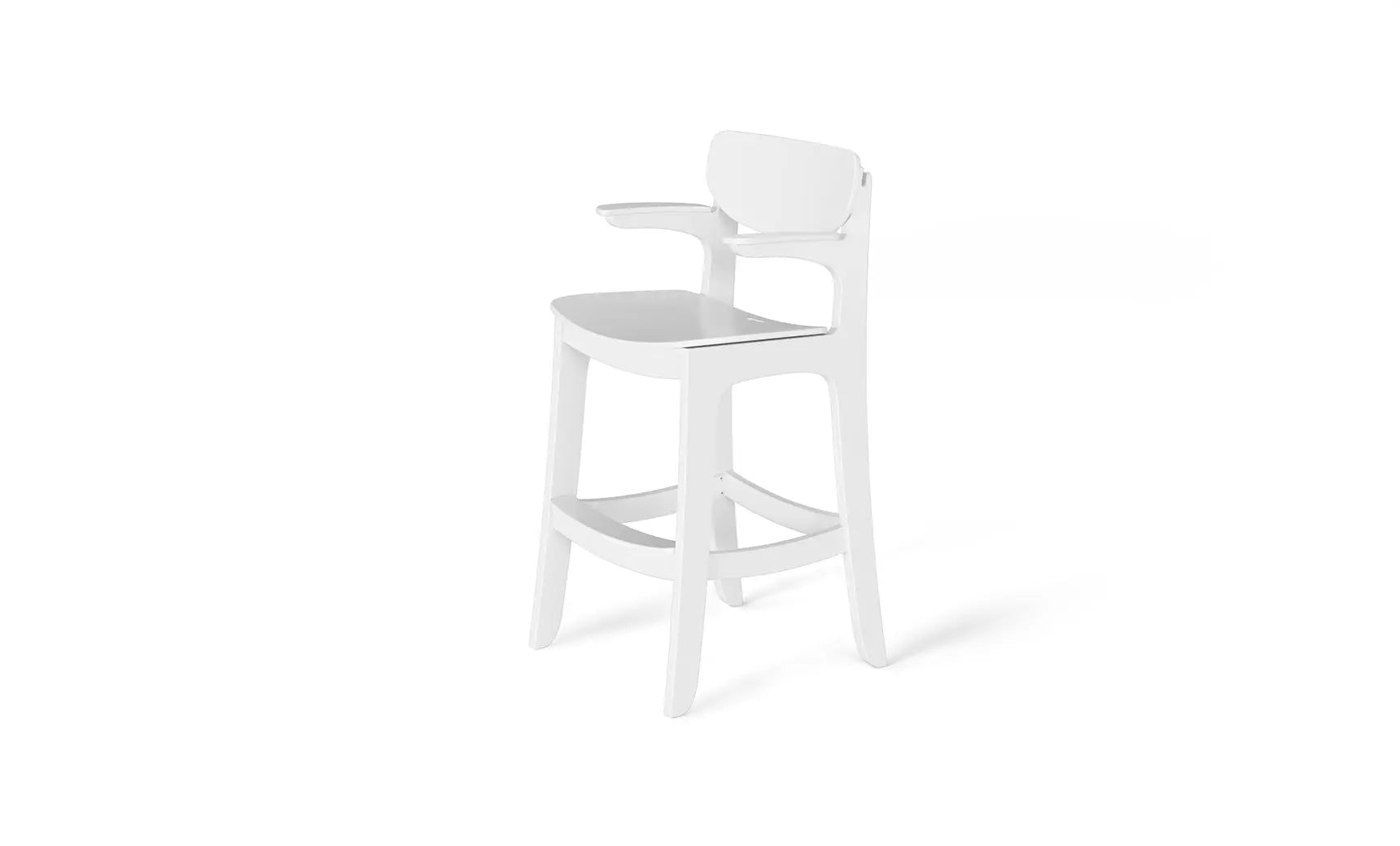 Haven high-top chair in modern wooden frame with plush cushioned seat and backrest.