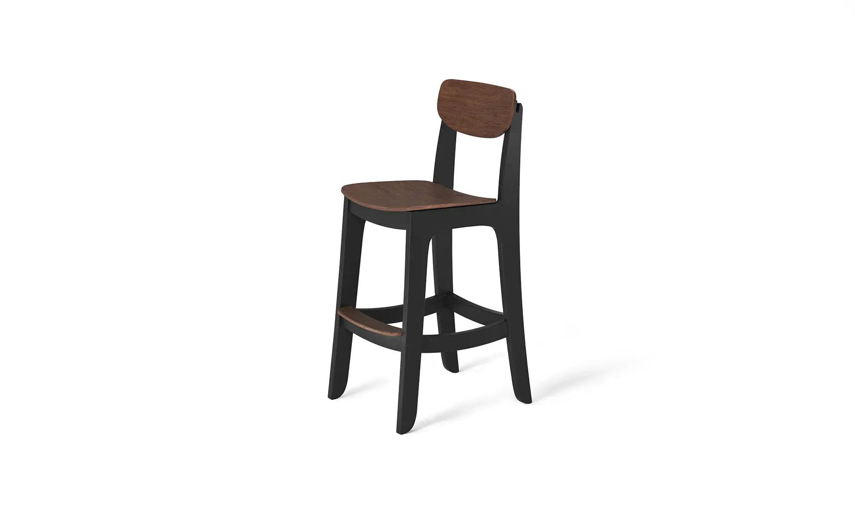 Haven high-top chair in modern white leather with wooden legs and backrest