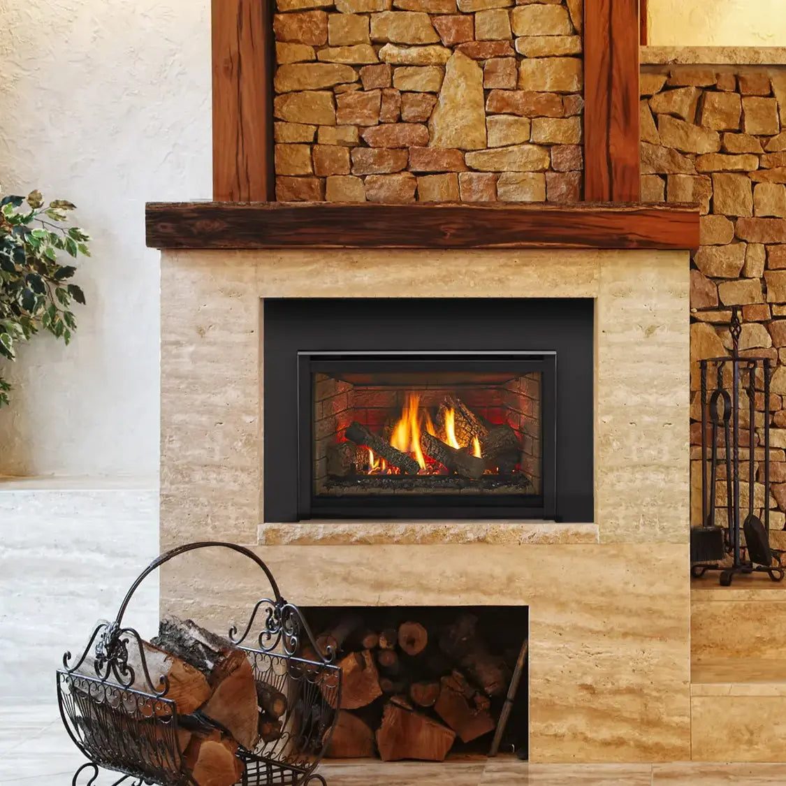 Majestic Trilliant Medium Direct Vent Gas Insert with 30" flame and glass front panel.