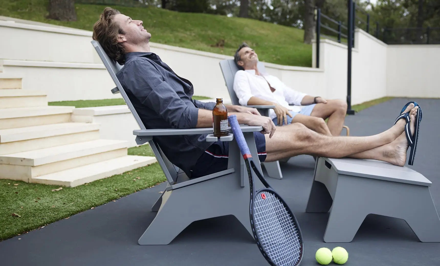 Mainstay Ultimate Adirondack wooden lounge chair with armrests and footrest