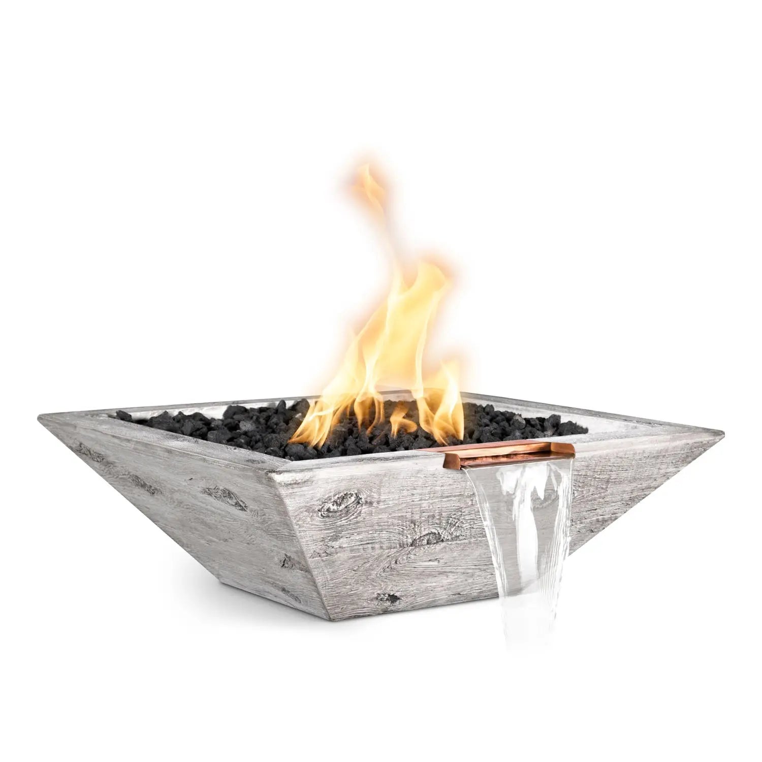 The Outdoor Plus Maya Fire & Water Bowl - GFRC Wood Grain - 24" - Aqvina LLC