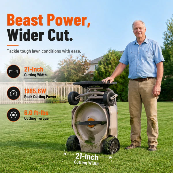 Mowrator S1 Remote-Control Lawn Mower – 21", 2WD, 45% Slope (24°)