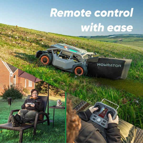 Mowrator S1 Remote-Control Lawn Mower – 21", 4WD, 85% Slope (40°), Wide Wheels