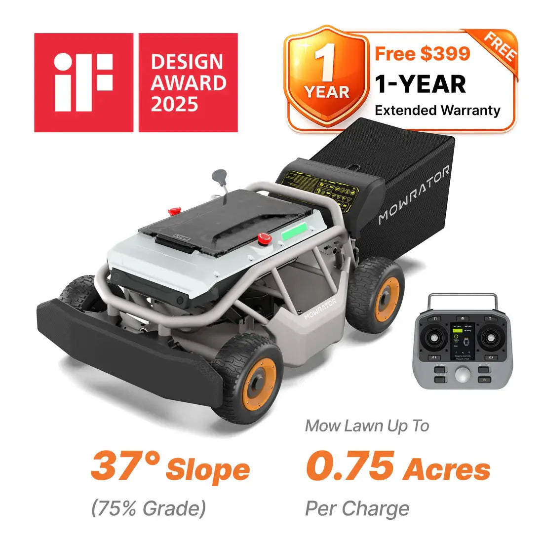Mowrator S1 4WD Remote Control Lawn Mower Mowrator