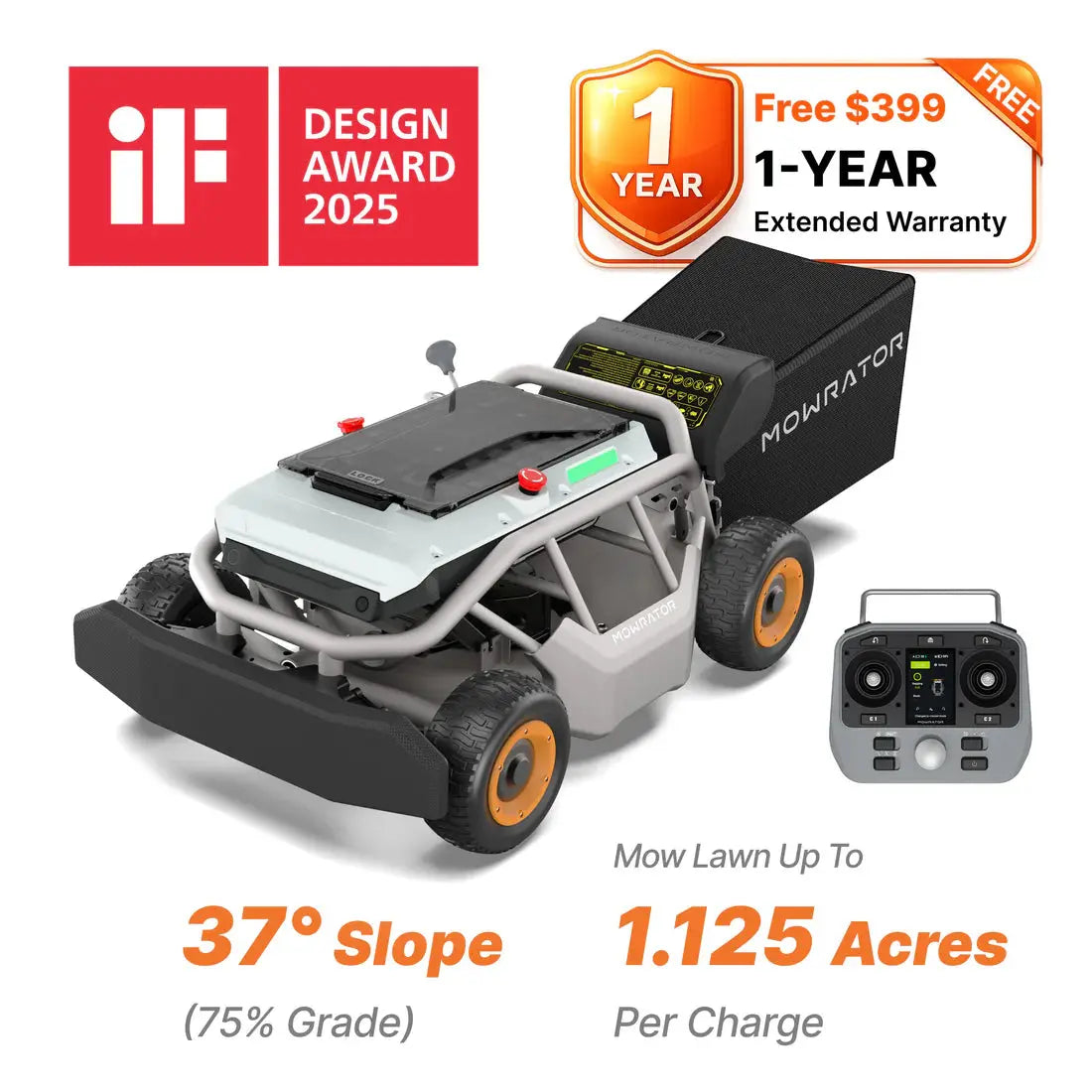 Mowrator S1 4WD Remote Control Lawn Mower Mowrator