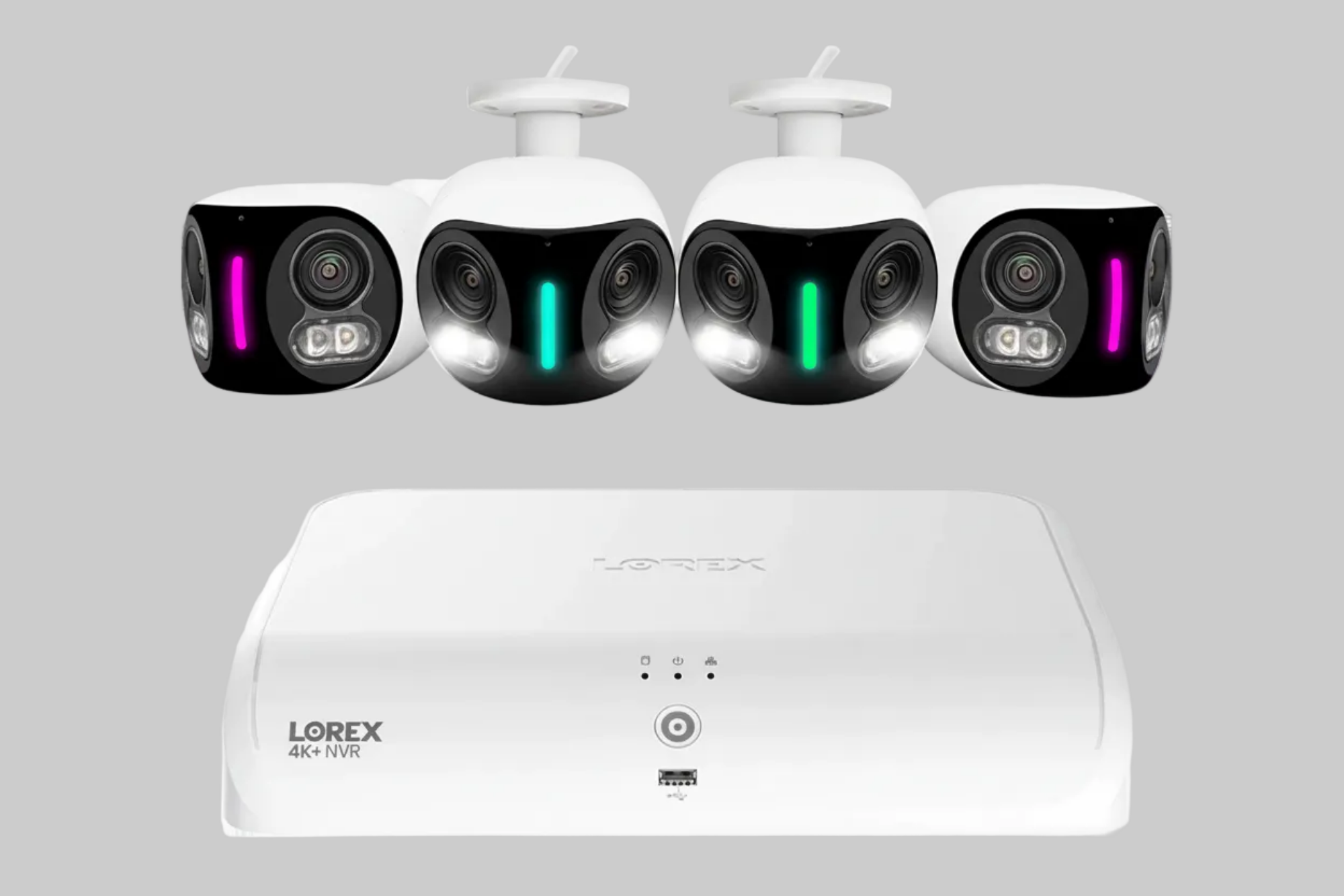 Set of Lorex security cameras with a hot seller label on a white background