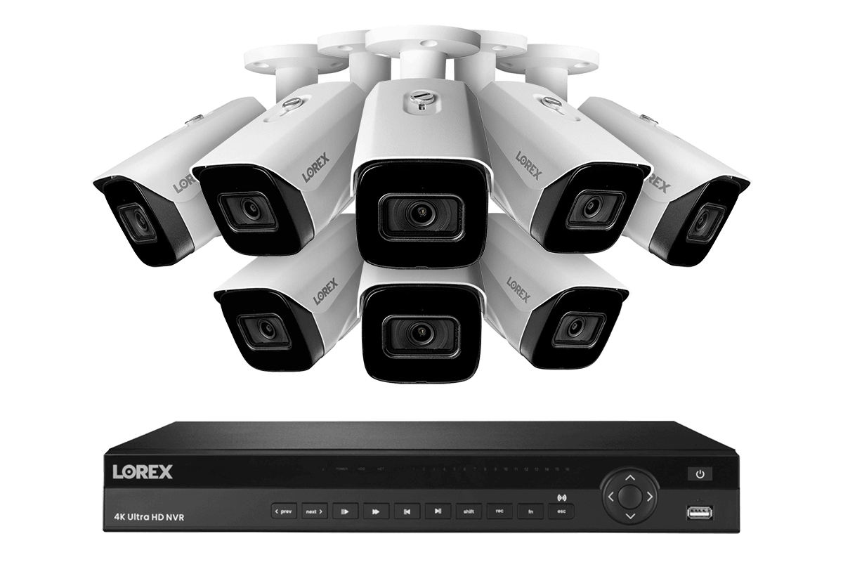Lorex 4K (16 Camera Capable) 6TB Wired NVR System with Nocturnal 3 Smart IP Bullet Cameras – Complete Security Solution