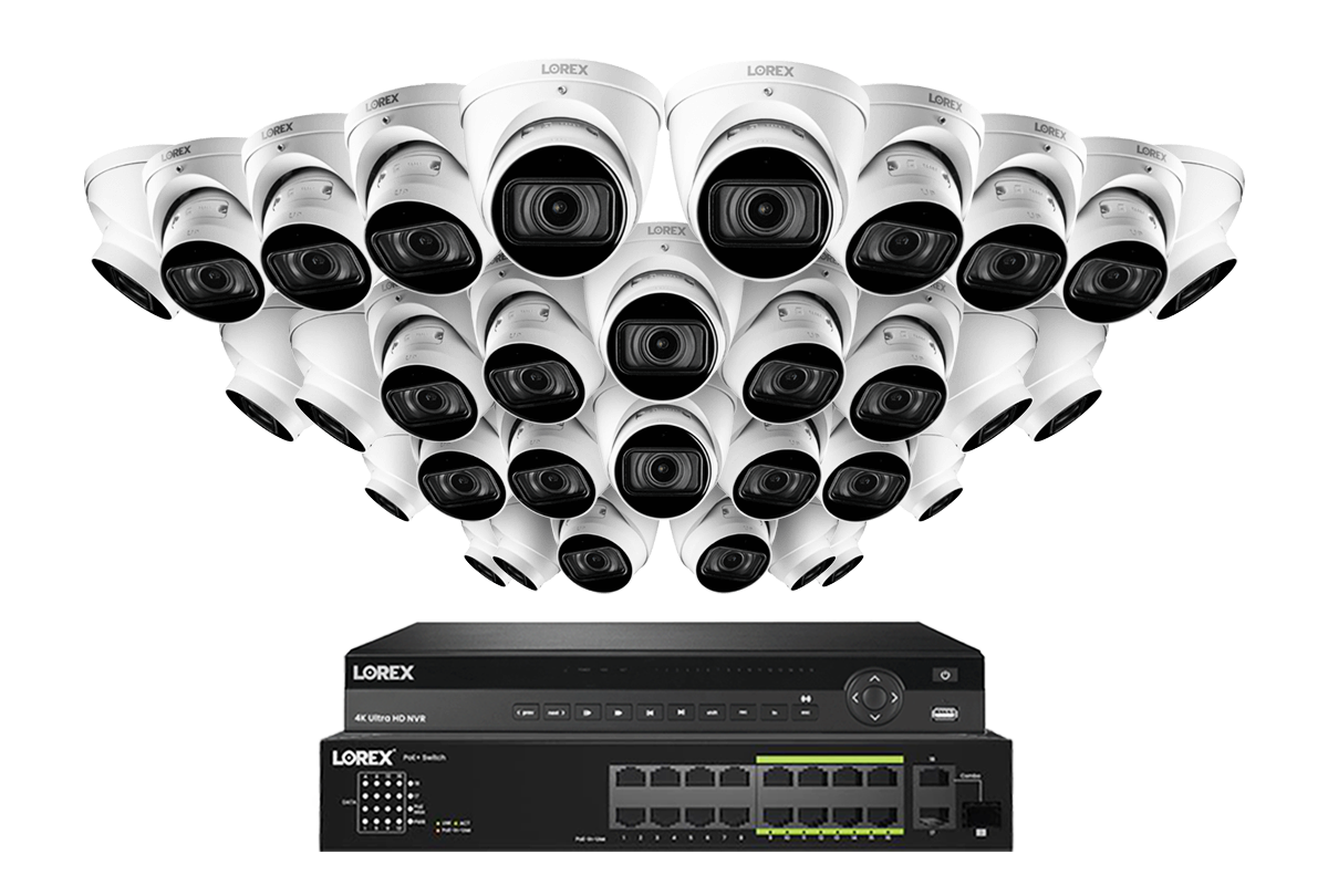 Lorex Elite Series 32-Channel 4K IP Security NVR System with Nocturnal N4 Lite Turret Cameras & 8 TB Storage