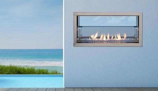 Superior 36-Inch VRE4636 Outdoor Linear Vent-Free Gas Fireplace with LED Lights and Crystal Crushed Glass Media