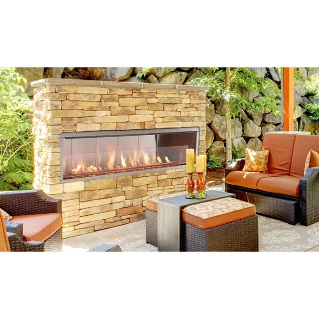 Superior 72-Inch VRE4672 Outdoor Linear Vent-Free Gas Fireplace with LED Lights and Crystal Crushed Glass Media
