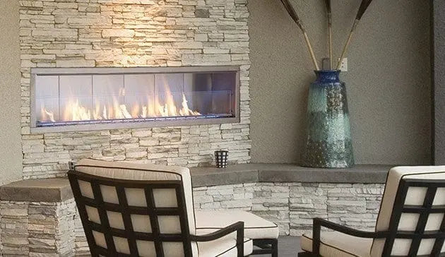 Superior 72-Inch VRE4672 Outdoor Linear Vent-Free Gas Fireplace with LED Lights and Crystal Crushed Glass Media