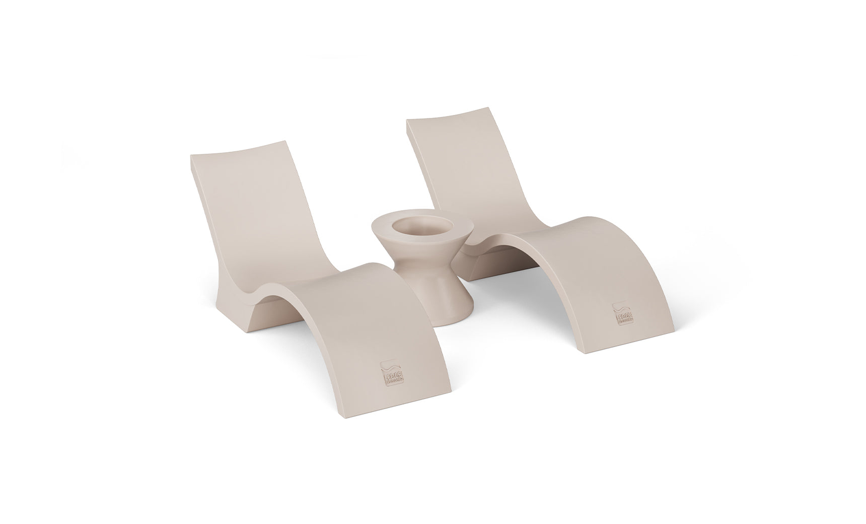 Signature Chaise lounge in pool with matching deep cushion and side table for relaxation.