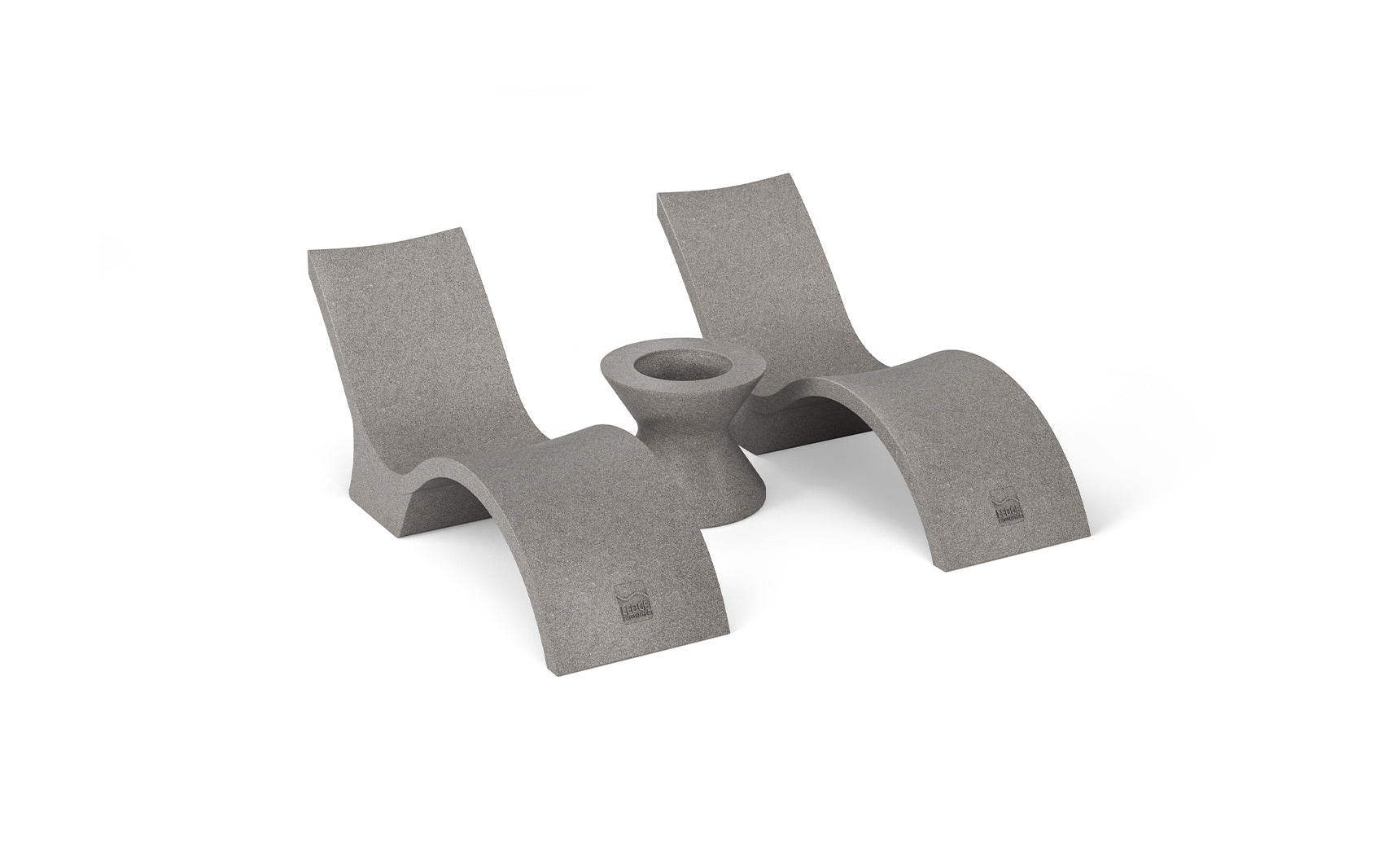 Signature Chaise lounge in pool with matching deep seat and side table for relaxation.