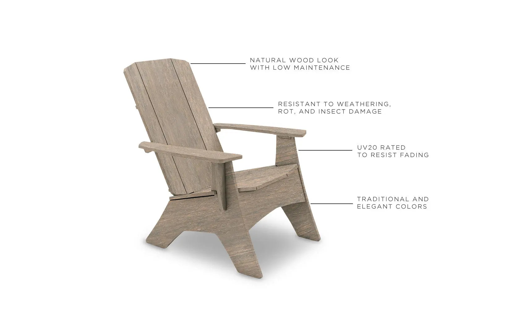 Mainstay Ultimate Adirondack wooden lounge chair with armrests and footrest