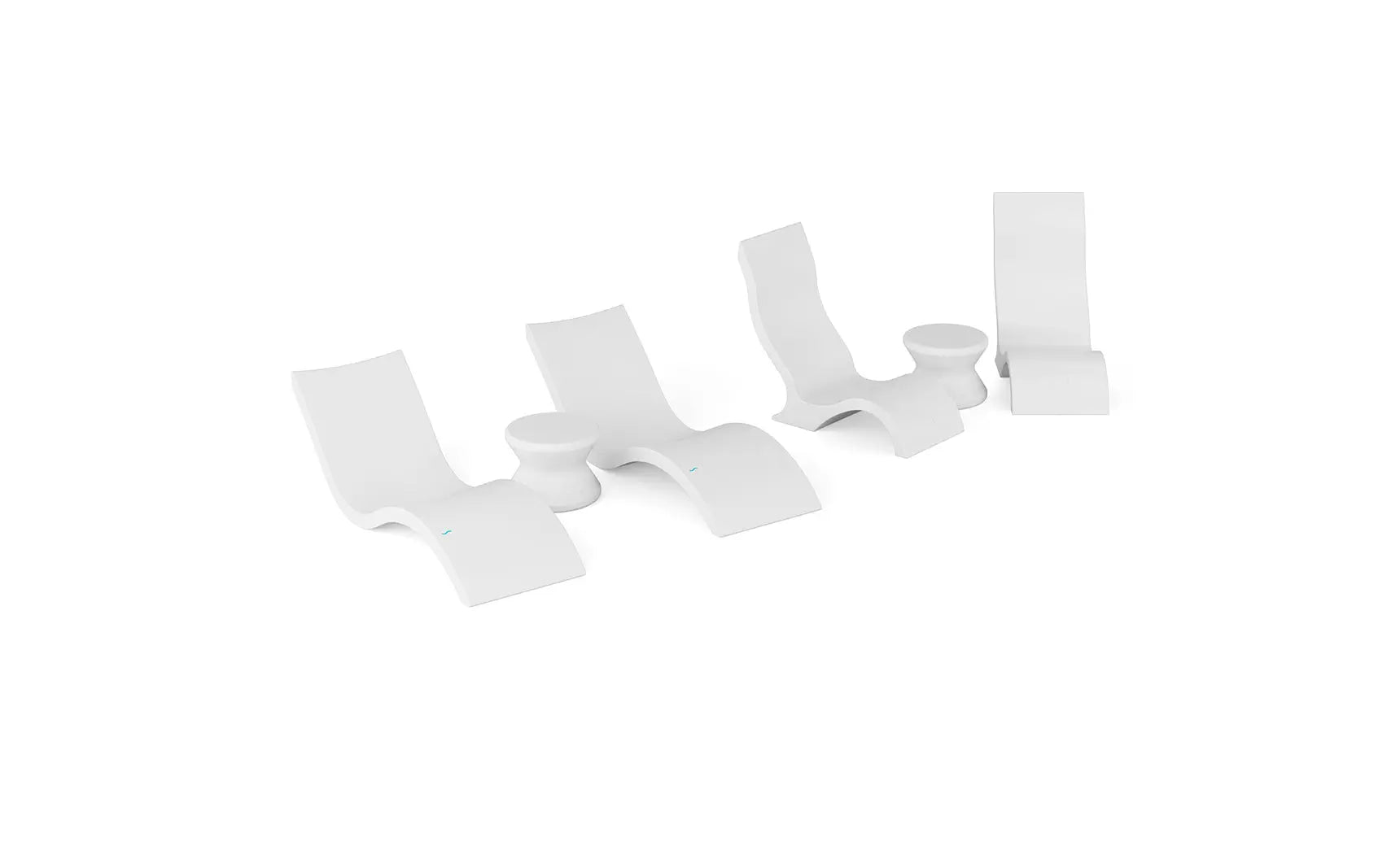 Signature Poolside 6-piece chaise lounge set with matching chairs and side table by the pool.