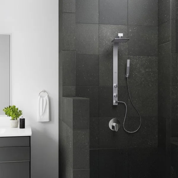 PULSE ShowerSpas Splash Shower System — 8" Square Rain Showerhead, 2 Body Jets, Massage Handshower