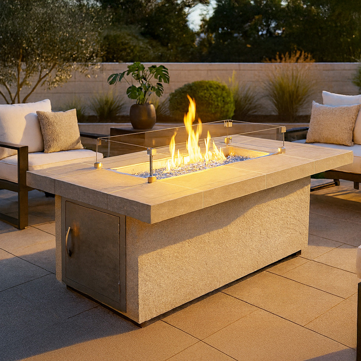 Cal Flame - Phoenix Modern Outdoor Gas Fire Pit - FPT-RT501M | AQVINA World - Aqvina LLC