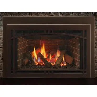 Majestic Ruby medium direct vent gas fireplace insert in a sleek black finish with 30" width and glass front.